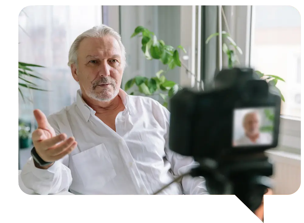 Elderly man talking into camera | Reel Stellar Memories Fort Myers